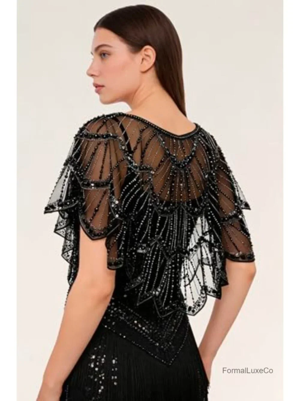 1920s Sequined Shawl Wrap Women Vintage Gatsby Cape Evening Party